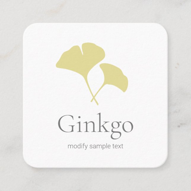 Tarjeta De Visita Cuadrada Logo de Ginkgo Leaf (Anverso)