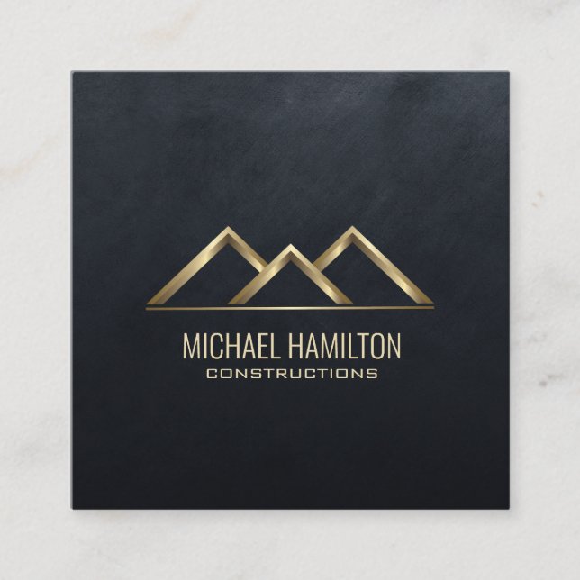 Tarjeta De Visita Cuadrada Logo de la construcción inmobiliaria simple profes (Anverso)