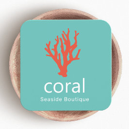 Tarjeta De Visita Cuadrada Logo de la costa de coral rojo