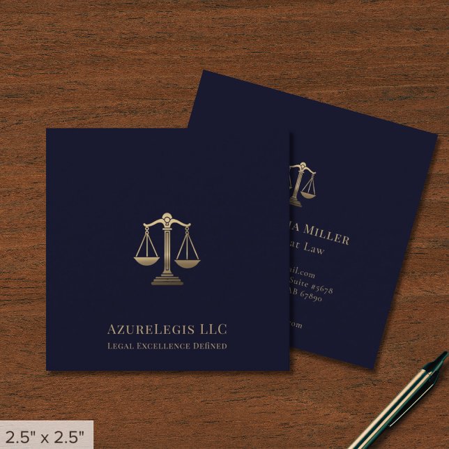 Tarjeta De Visita Cuadrada Logo de la Escala de Justicia Legal Elegante (Subido por el creador)