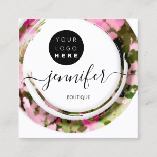 Tarjeta De Visita Cuadrada Logo de la Moda Ejército Rosa