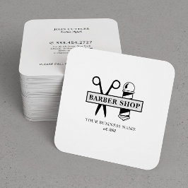 Tarjeta De Visita Cuadrada Logo de la peluquería moderna nombre salón profesi