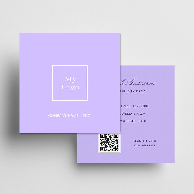 Tarjeta De Visita Cuadrada Logo de lavanda violeta Código QR elegante (Subido por el creador)