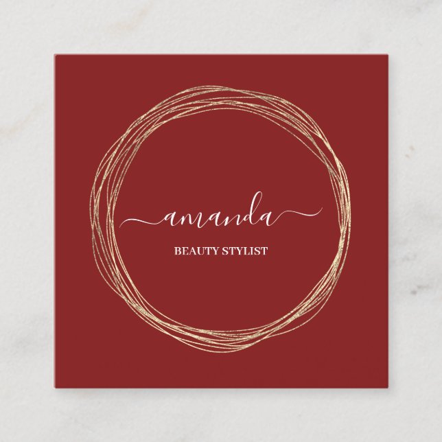 Tarjeta De Visita Cuadrada Logo de maquillaje Belleza Profesional Marco Dorad (Anverso)