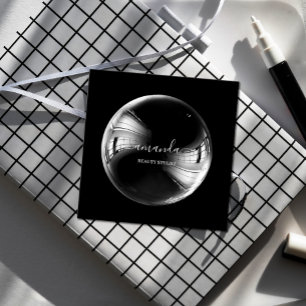 Tarjeta De Visita Cuadrada Logo de maquillaje profesional Burbuja negra 