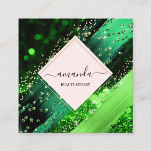 Tarjeta De Visita Cuadrada Logo de maquillaje profesional Wellness tropicalSP