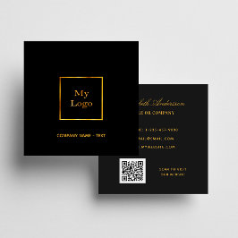 Tarjeta De Visita Cuadrada Logo de oro negro Código QR elegante