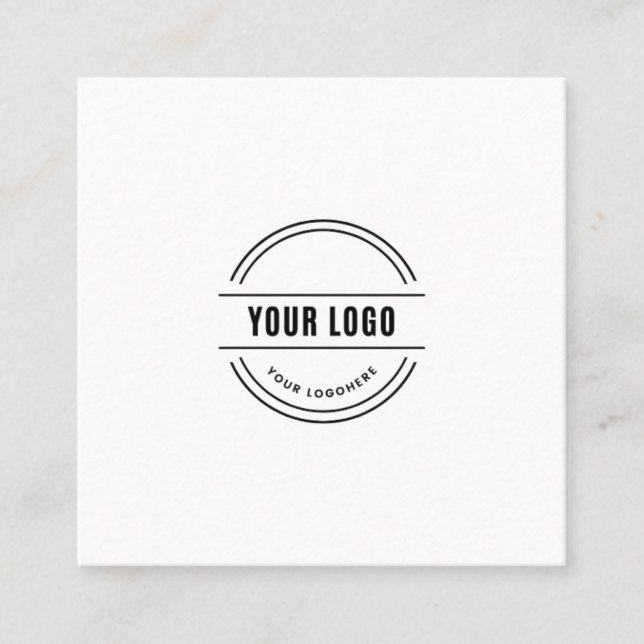Tarjeta De Visita Cuadrada Logo de personalizado negro, elegante, cuadrado, p (Anverso)