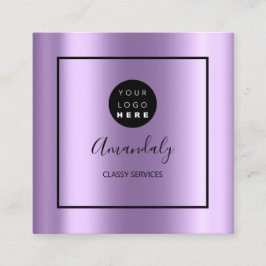 Tarjeta De Visita Cuadrada Logo de Personalizado púrpura artista de maquillaj