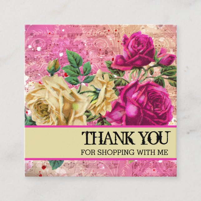 Tarjeta De Visita Cuadrada Logo De Pink Roses (Anverso)