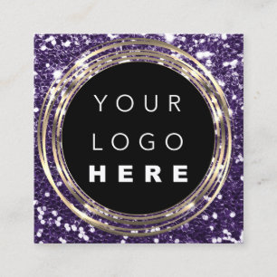 Tarjeta De Visita Cuadrada Logo de QRCode Ver en línea Marco de Purpurina de