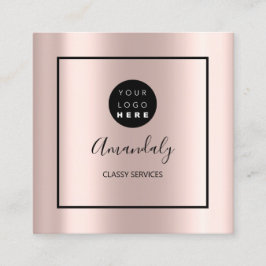 Tarjeta De Visita Cuadrada Logo de Rosa Personalizado Artista de maquillaje e