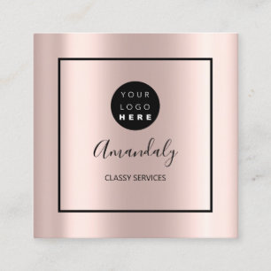 Tarjeta De Visita Cuadrada Logo de Rosa Personalizado Artista de maquillaje e