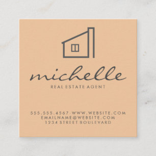 Tarjeta De Visita Cuadrada Logo de Sleek Real Estate Agent House