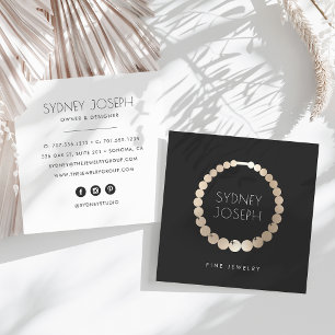 Tarjeta De Visita Cuadrada Logo del collar de oro falso Diseño de joyas
