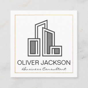 Tarjeta De Visita Cuadrada Logo del edificio moderno de la ciudad