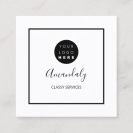 Tarjeta De Visita Cuadrada Logo del Personalizado Blanco Negro artista de maq