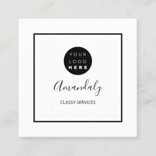 Tarjeta De Visita Cuadrada Logo del Personalizado Blanco Negro artista de maq