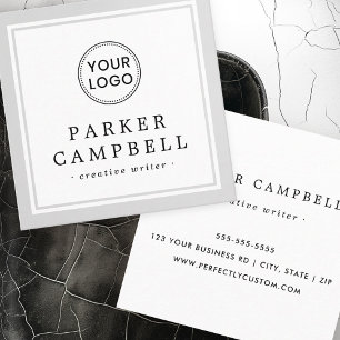 Tarjeta De Visita Cuadrada Logo del personalizado de borde gris claro elegant