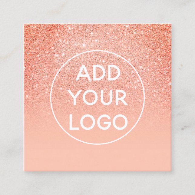 Tarjeta De Visita Cuadrada Logo del Personalizado purpurina de coral moderno  (Anverso)