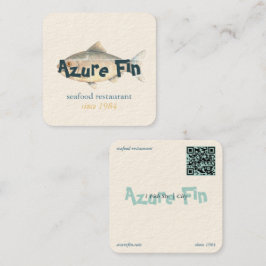 Tarjeta De Visita Cuadrada Logo del restaurante Azure Fin Elegant Fish