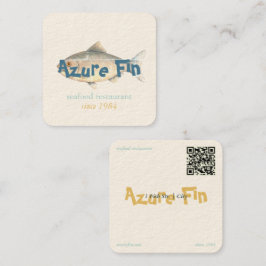 Tarjeta De Visita Cuadrada Logo del restaurante Azure Fin Elegant Fish