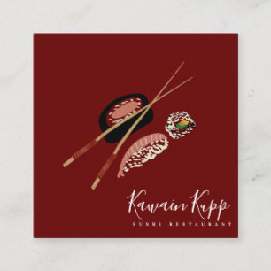 Tarjeta De Visita Cuadrada Logo del restaurante Sushi Rolls Chopstick