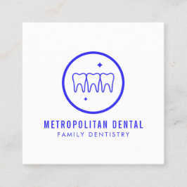 Tarjeta De Visita Cuadrada Logo Dentista Azul Moderno