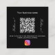 Tarjeta De Visita Cuadrada Logo en blanco negro código QR Instagram sígannos (Reverso)