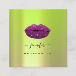 Tarjeta De Visita Cuadrada Logo Ips Greenery Violet Professional Makeup