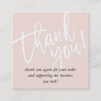 Tarjeta De Visita Cuadrada LOGO MÍNIMO simple borde color rosa gracias