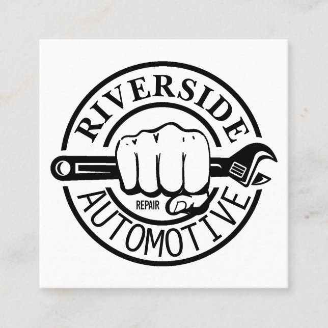 Tarjeta De Visita Cuadrada Logo moderno de la tienda de reparación automática (Anverso)