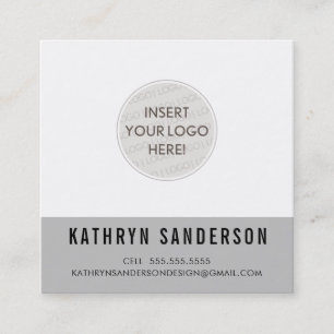 Tarjeta De Visita Cuadrada LOGO moderno moda gris gris gris gris negro