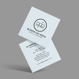 Tarjeta De Visita Cuadrada Logo negro de dientes modernos con el azul