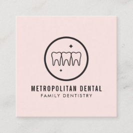 Tarjeta De Visita Cuadrada Logo negro de dientes modernos sobre rosa