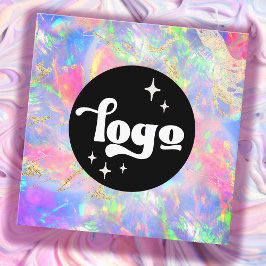 Tarjeta De Visita Cuadrada logo neon opal square business card
