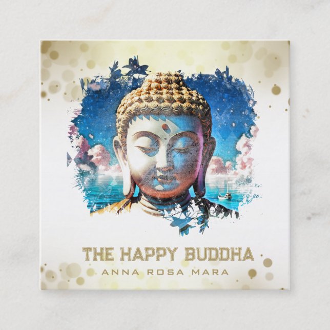 Tarjeta De Visita Cuadrada *~* Logo original de Artsy Buddha QR AP33 QR (Anverso)