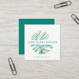 Tarjeta De Visita Cuadrada LOGO PALM LEAF MODERNO vida botánica exuberante ve