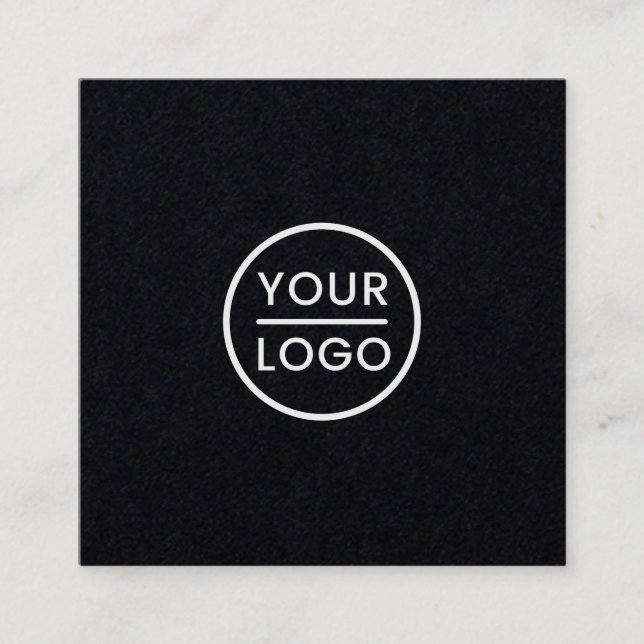 Tarjeta De Visita Cuadrada logo Personalizado, blanco y negro, profesional (Anverso)