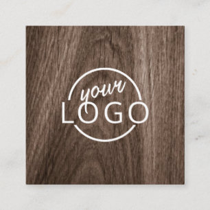 Tarjeta De Visita Cuadrada logo Personalizado elegante grano de madera marrón