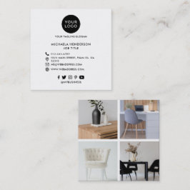 Tarjeta De Visita Cuadrada Logo Personalizado moderno, 4 fotos y medios socia