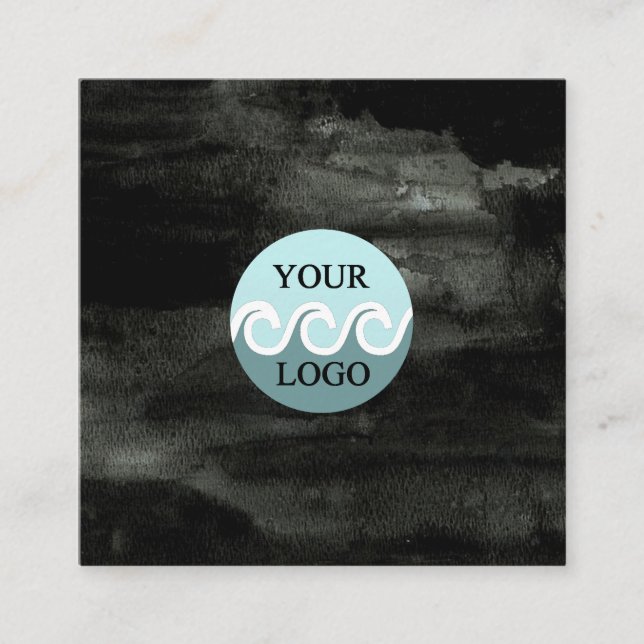 Tarjeta De Visita Cuadrada Logo personalizado moderno cuadrado blanco y negro (Anverso)