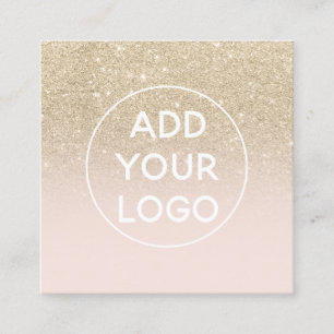 Tarjeta De Visita Cuadrada Logo Personalizado purpurina dorado claro moderno