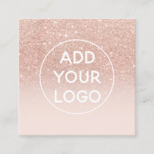 Tarjeta De Visita Cuadrada logo Personalizado rosa moderno purpurina dorado o