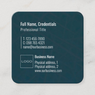 Tarjeta De Visita Cuadrada Logo Profesional Elegante Moderno Gris Azul Mínimo