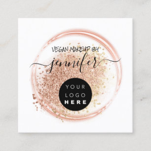 Tarjeta De Visita Cuadrada Logo profesional maquillaje Artista Rosa Sombra do