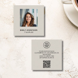 Tarjeta De Visita Cuadrada Logo QR Corporativo de Foto Personalizada Moderna