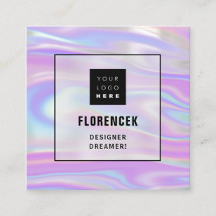 Tarjeta De Visita Cuadrada Logo QRCODE Shop Profesional Ombre Holográfico