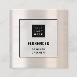 Tarjeta De Visita Cuadrada Logo QRCODE Tienda Holografía Maquillaje Rosa de m