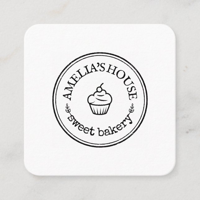 Tarjeta De Visita Cuadrada Logo rústico casero personalizado simple (Anverso)